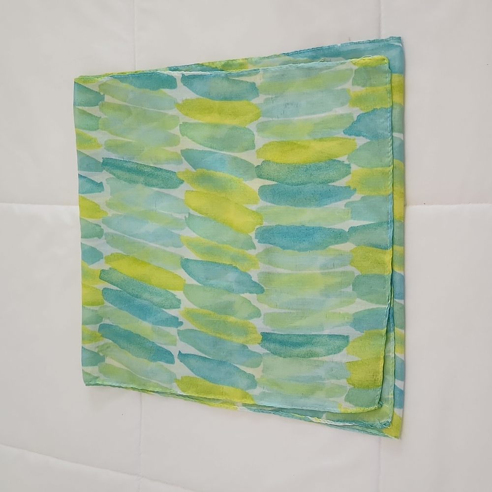 Rectangular Teal & Yellow Scarf about 13" x 63"